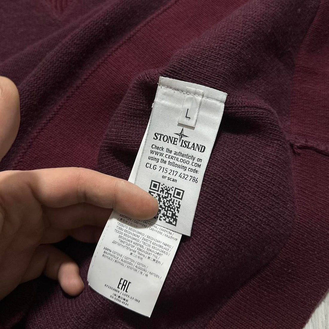 Stone Island Burgundy Pullover Wool Jumper