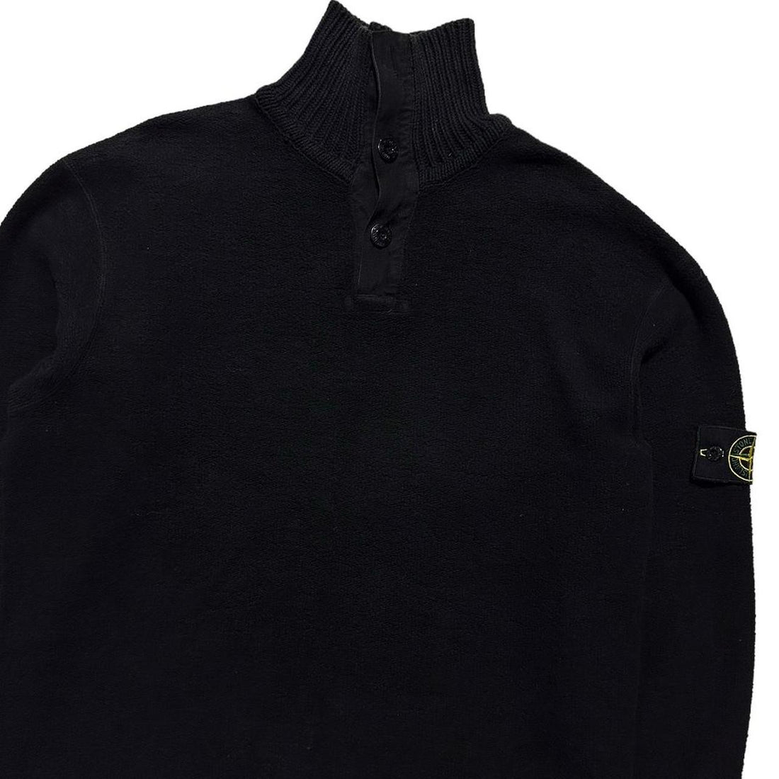 Stone Island Black Quarter Button Up Pullover