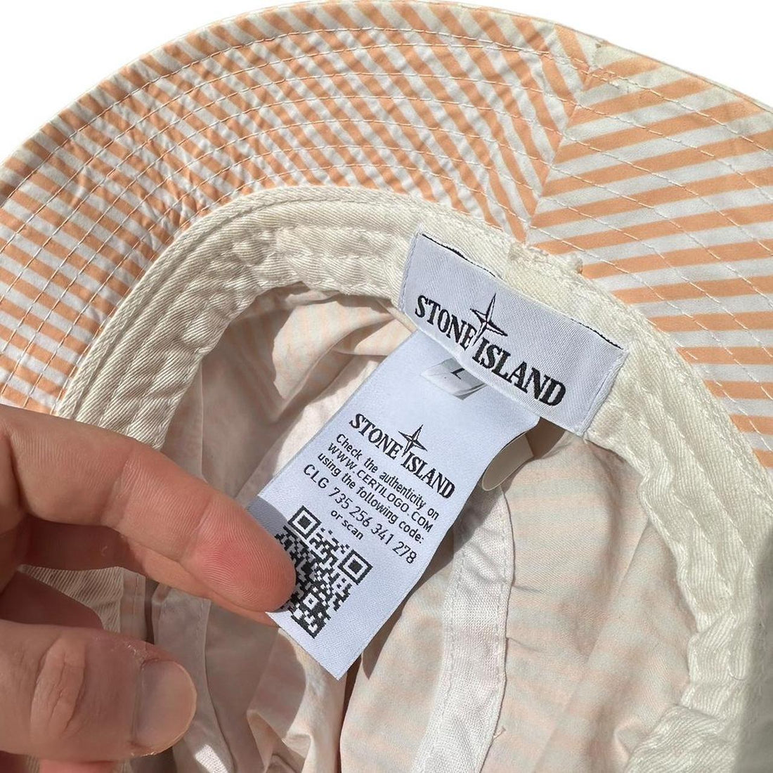 Stone Island Marina Orange Striped Bucket Hat