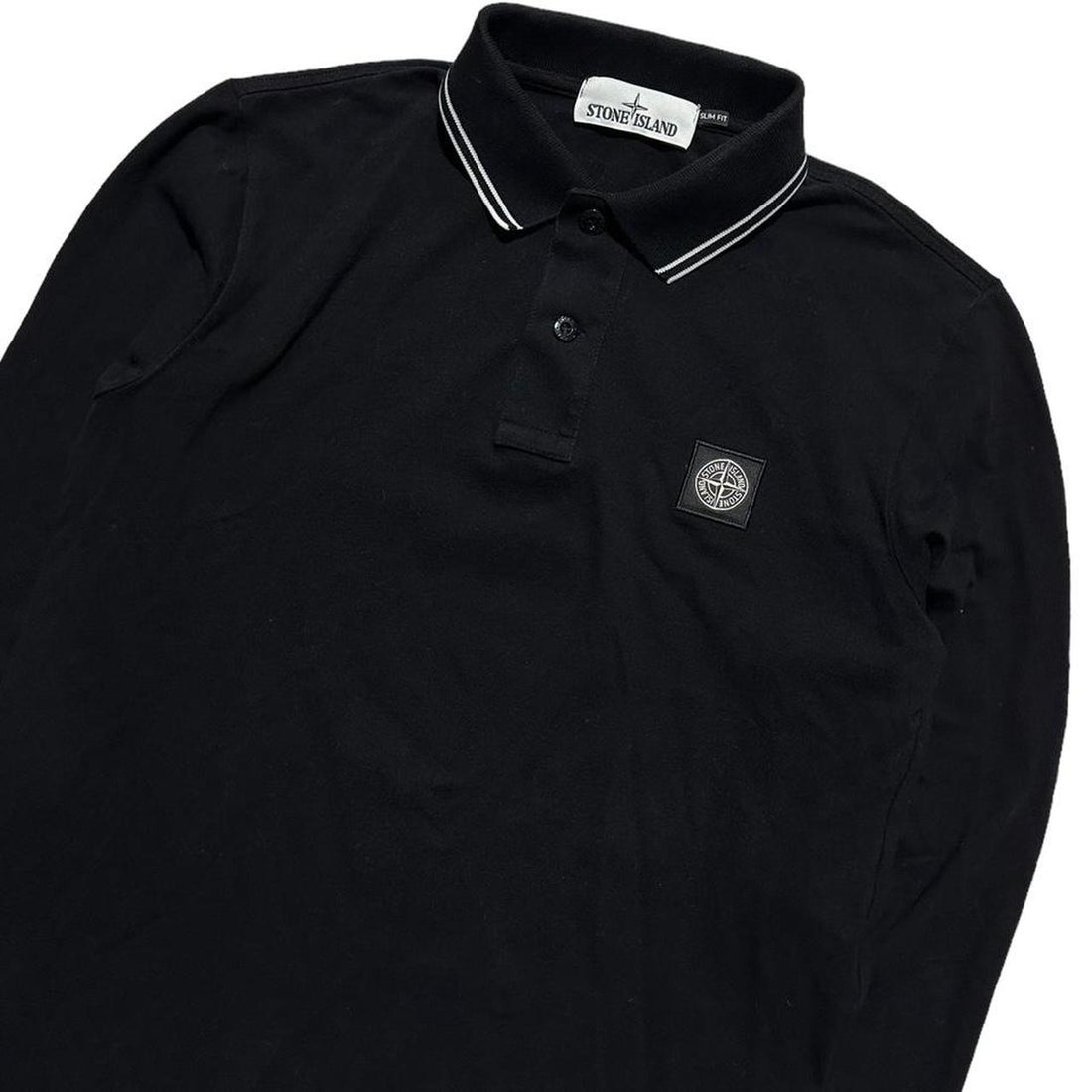 Stone Island Black Long Sleeve Polo