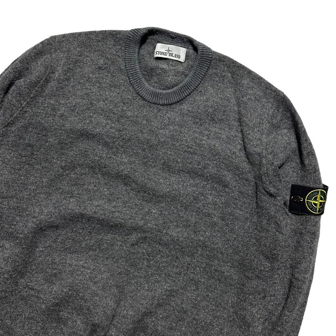Stone Island Grey Wool Pullover Jumper