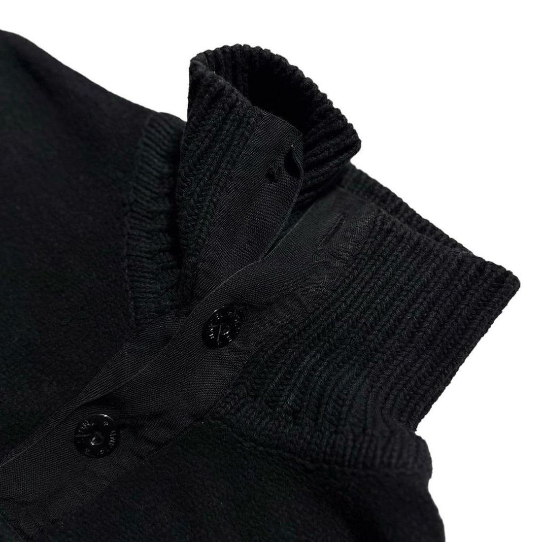 Stone Island Black Quarter Button Up Pullover