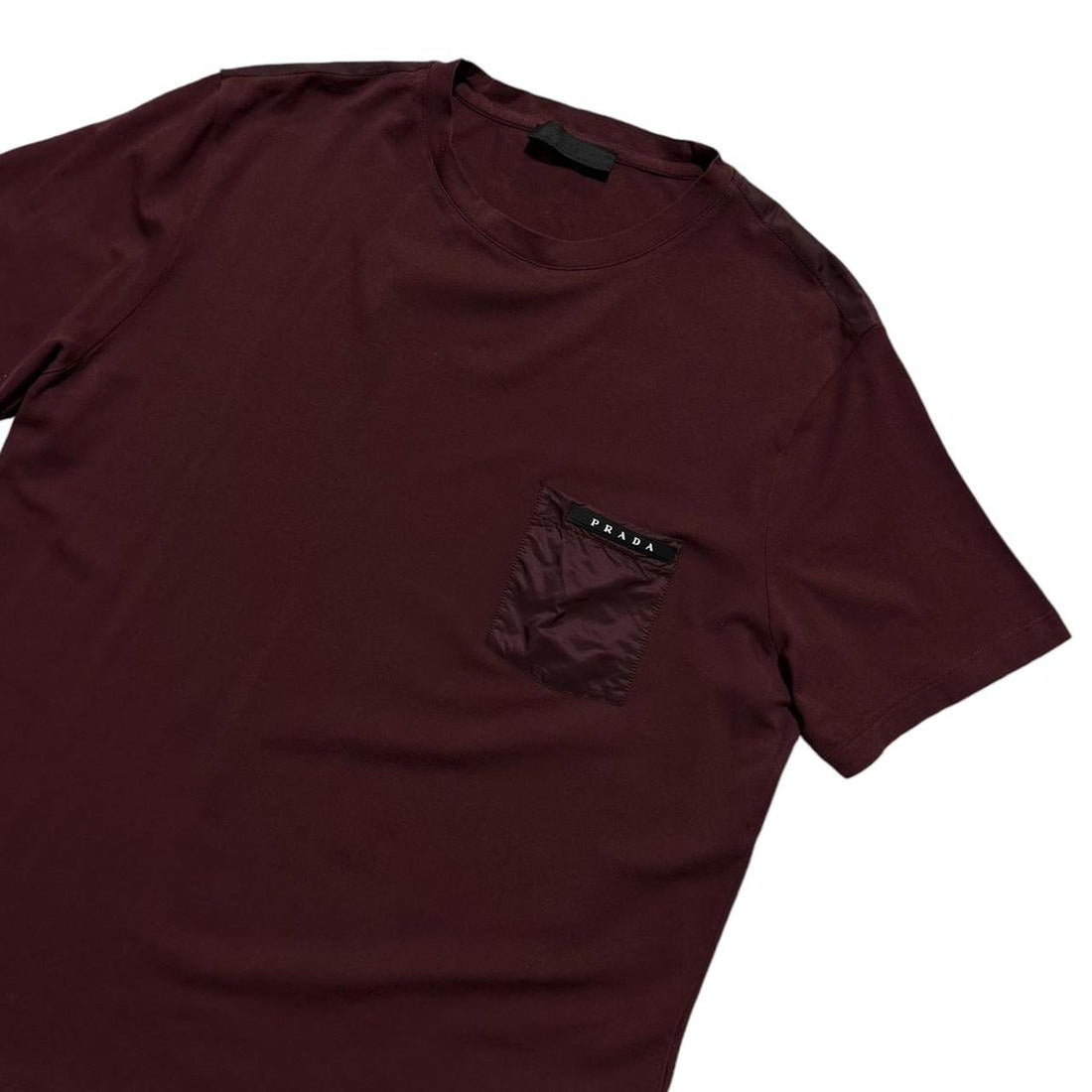 Prada Burgundy Nylon Pocket T-Shirt