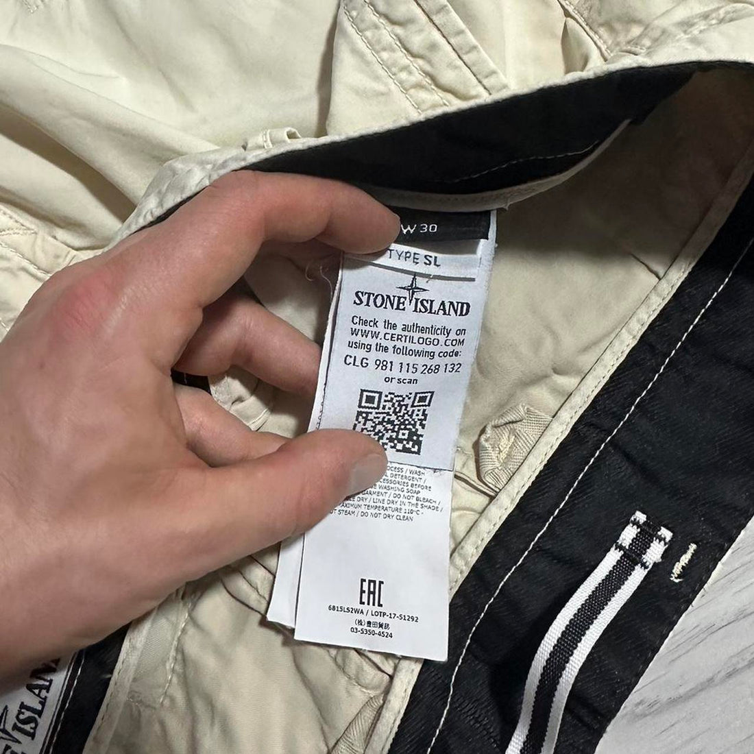 Stone Island Cream Cargo Shorts