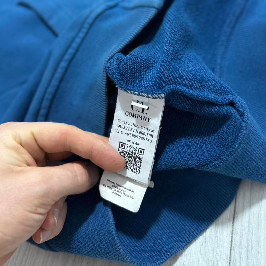CP Company Blue Full Zip Goggle Hoodie