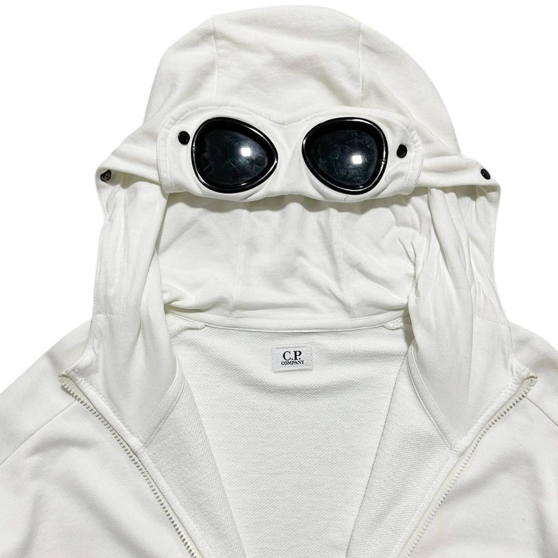 CP Company White Full Zip Goggle Hoodie
